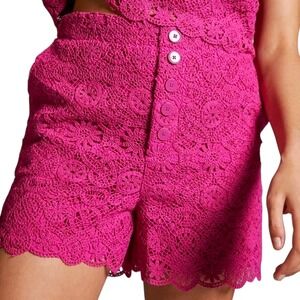 Maeve by Anthropologie NWT Shorts Eyelet Crochet High Rise Pink Sz‎ 2 Boho $120